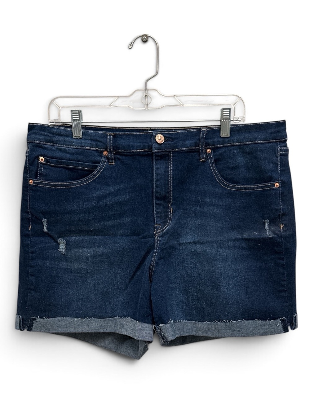 Nicole Miller Soho High Rise Cuffed Denim Women's Shorts Size 16 Distressed
